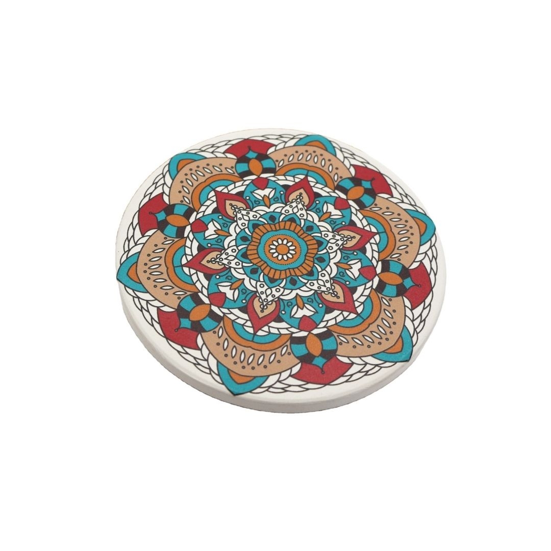 Absorbent ceramic coaster with cork back